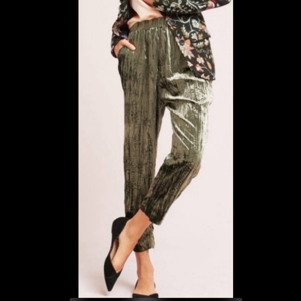 Anthropologie Crushed Velvet Cropped Pants
